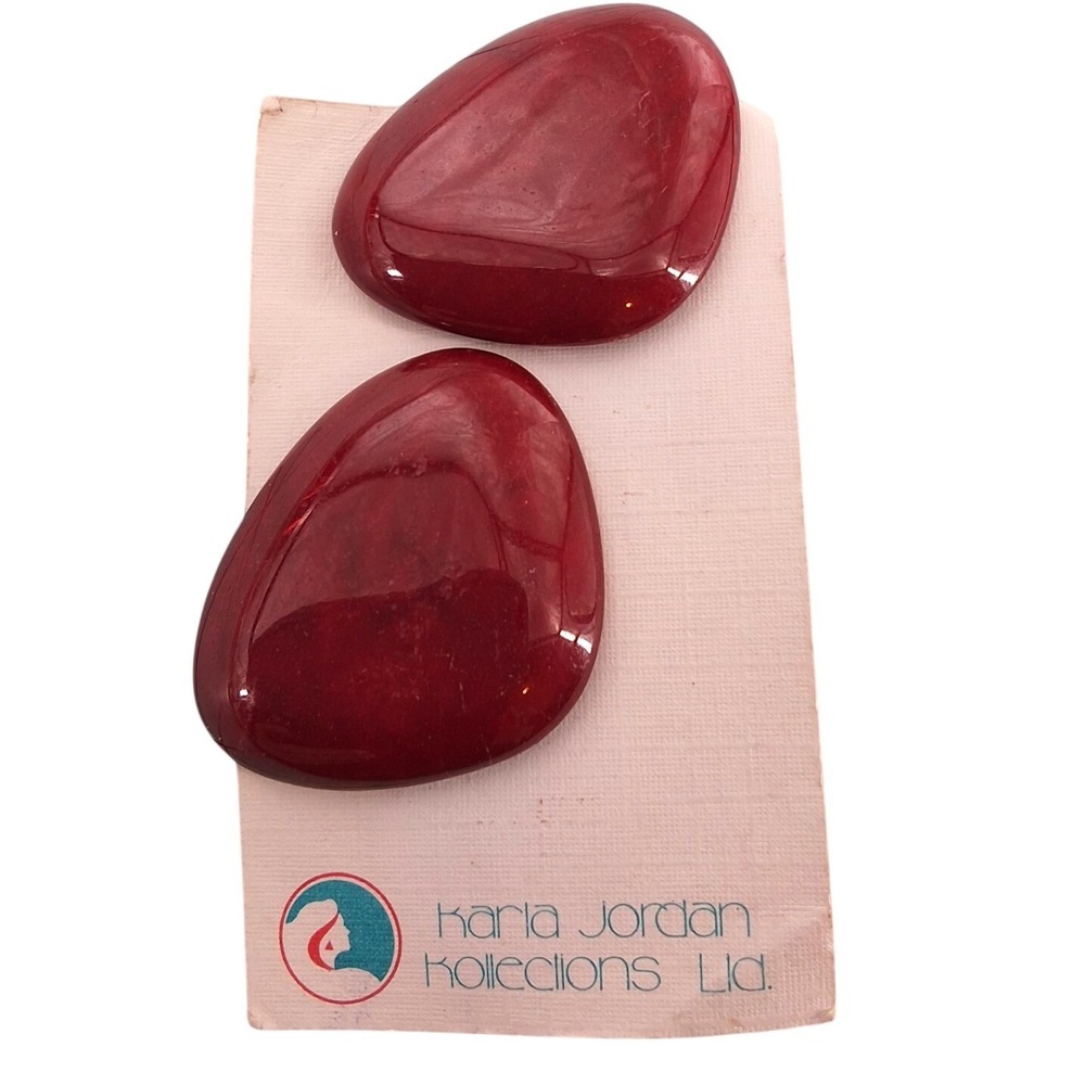 NWT Karla Jordan Vintage‎ 80s Red Statement Post Earrings 1"